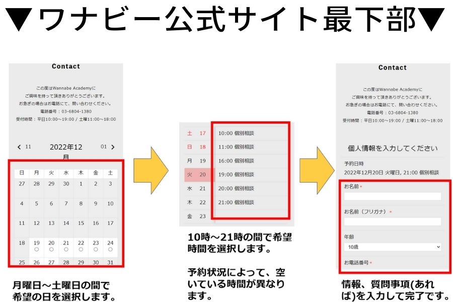 ワナビーアカデミー無料相談申し込み方法